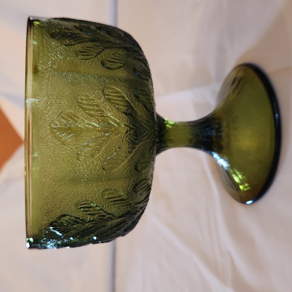 FTD Green Glass tall Pedestal bowl
